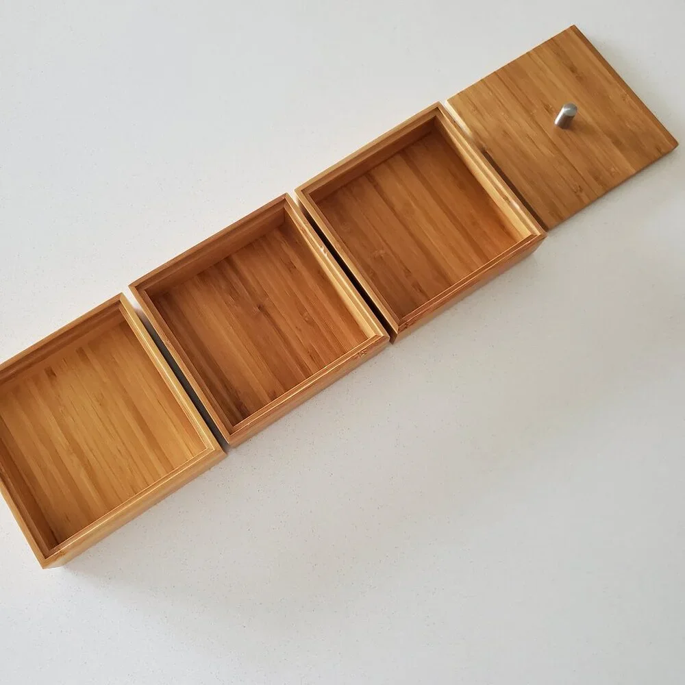 Crate & Barrel 3 Tier Bamboo Box Organizer, Jewelry Box